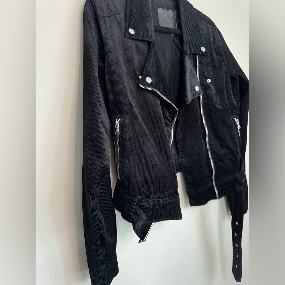 Paige Women's Shanna Black Corduroy Velvet Moto Jacket Size Medium - Picture 6 of 10